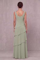 Load image into Gallery viewer, Dusty Sage Floral Ruffled Sheath Beaded 2 Piece Long Mother of the Bride Dress with Cape