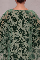 Load image into Gallery viewer, Dusty Sage Floral Ruffled Sheath Beaded 2 Piece Long Mother of the Bride Dress with Cape