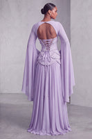 Load image into Gallery viewer, Blush Ruffled Beaded A Line Corset Long Sleeves Prom Dress