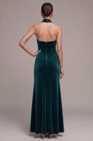 Load image into Gallery viewer, Peacock Sheath Halter Velvet Long Sheath Formal Dress