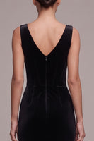 Load image into Gallery viewer, Corset Black Sheath V-Neck Velvet Long Formal Dress