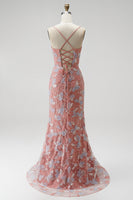 Load image into Gallery viewer, Floral Dusty Rose Sparkly Mermaid Beaded Long Prom Dress with Slit