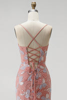 Load image into Gallery viewer, Floral Dusty Rose Sparkly Mermaid Beaded Long Prom Dress with Slit