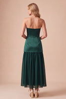 Load image into Gallery viewer, Dark Green A Line Strapless Long Formal Dress with Beading