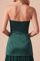 Load image into Gallery viewer, Dark Green A Line Strapless Long Formal Dress with Beading
