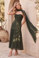Load image into Gallery viewer, Beaded Olive A Line Sweetheart Long Formal Dress with Pockets