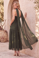 Load image into Gallery viewer, Beaded Olive A Line Sweetheart Long Formal Dress with Pockets