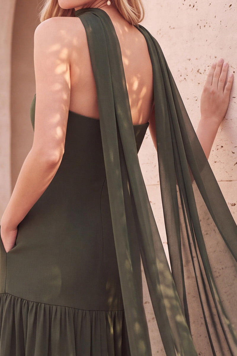 Load image into Gallery viewer, Beaded Olive A Line Sweetheart Long Formal Dress with Pockets