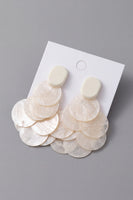 Load image into Gallery viewer, Ivory Circle Cascading Mother of Pearl Fringed Statement Drop Long Earrings