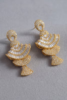 Load image into Gallery viewer, Luxury Sparkly Champagne Beaded 4-Tier Fan Shaped CZ Dangle Earrings