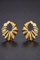 Load image into Gallery viewer, Gold Modernist Open Hoop Wavy Ripple Textured Earrings