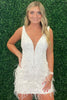 Load image into Gallery viewer, Sparkly Blue V-Neck Bodycon Sequined Homecoming Dress with Feathers