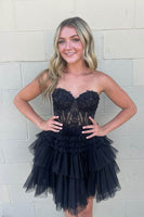 Load image into Gallery viewer, A-Line Sweetheart Pink Corset Short Homecoming Dress with Lace