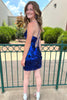Load image into Gallery viewer, Sparkly Royal Blue Spaghetti Straps Homecoming Dress with Sequins