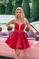 Load image into Gallery viewer, Strapless Red A-Line Corset Short Homecoming Dress