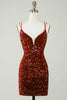 Load image into Gallery viewer, Royal Blue V-Neck Sequined Homecoming Dress with Criss Cross Back