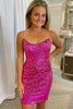 Load image into Gallery viewer, Fuchsia Off the Shoulder Tight Homecoming Dress with Sequins