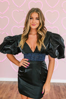 Load image into Gallery viewer, Sparkly Red Bodycon Beaded Homecoming Dress with Puff Sleeves