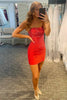 Load image into Gallery viewer, Bodycon Strapless Red Homecoming Dress with Sequins