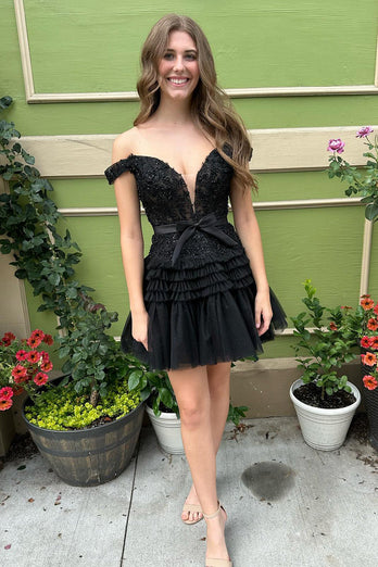 Fuchsia A-Line Off The Shoulder Homecoming Dress With Belt