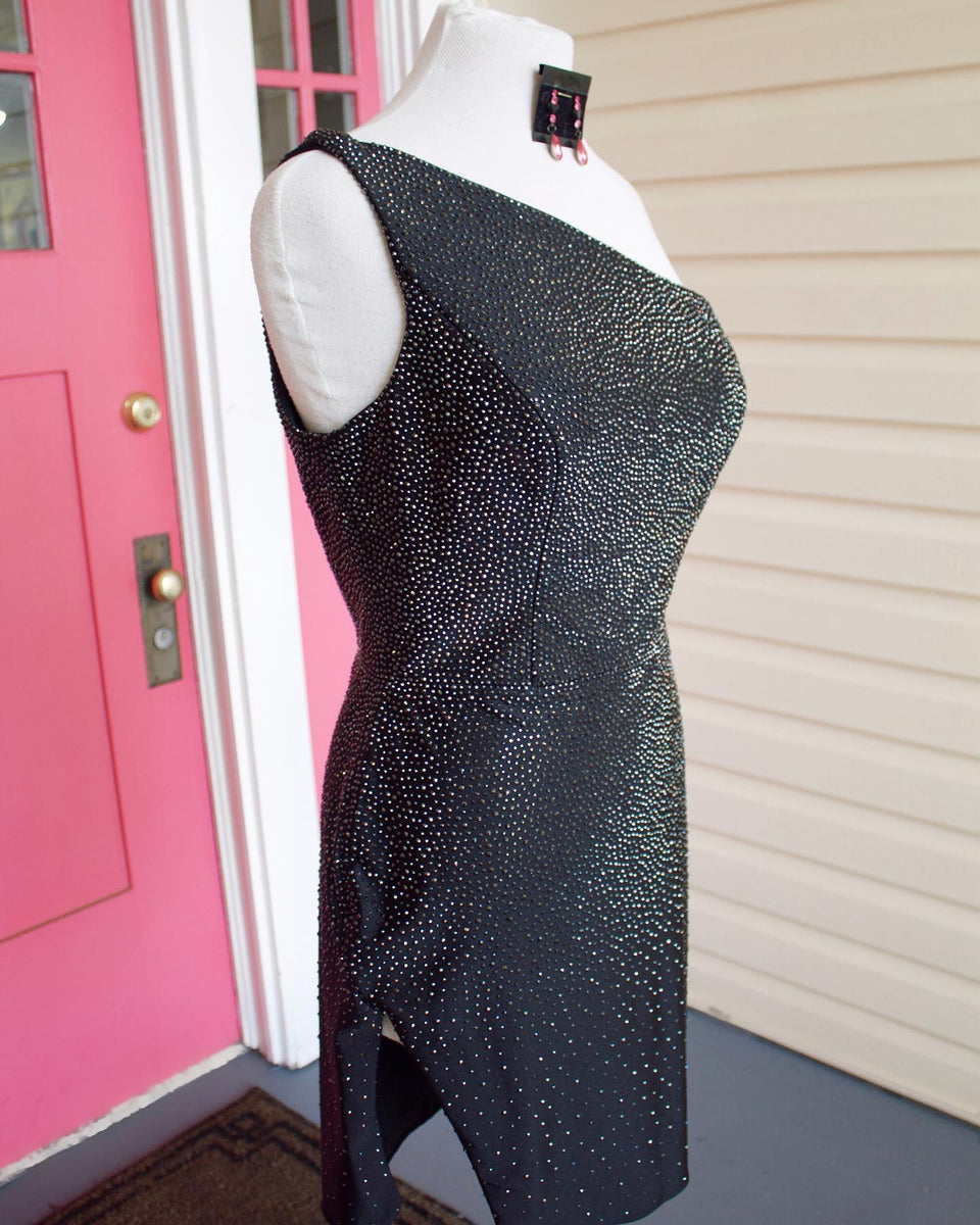 Load image into Gallery viewer, Sparkly Royal Blue One Shoulder Sequined Homecoming Dress with Slit
