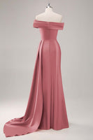 Load image into Gallery viewer, Elegant Champagne Off the Shoulder Long Formal Dress with Side Cape
