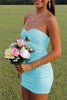 Load image into Gallery viewer, Black Satin Cut Out Tight Strapless Mini Party Dress