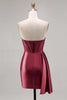 Load image into Gallery viewer, Sparkly Navy Satin Short Corset Homecoming Dress with Beading
