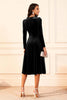Load image into Gallery viewer, Glitter Dark Green Velvet A Line Midi Holiday Party Dress with Sleeves