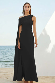 Chiffon Dusty Blue Asymmetrical Sheath Rehearsal Dinner Dress