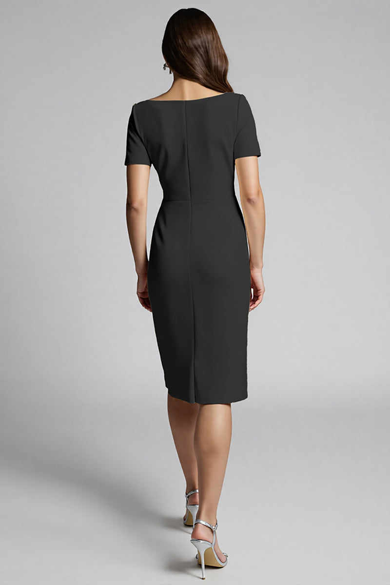 Load image into Gallery viewer, Dusty Blue Bodycon Midi Satin Work Dress with Slit