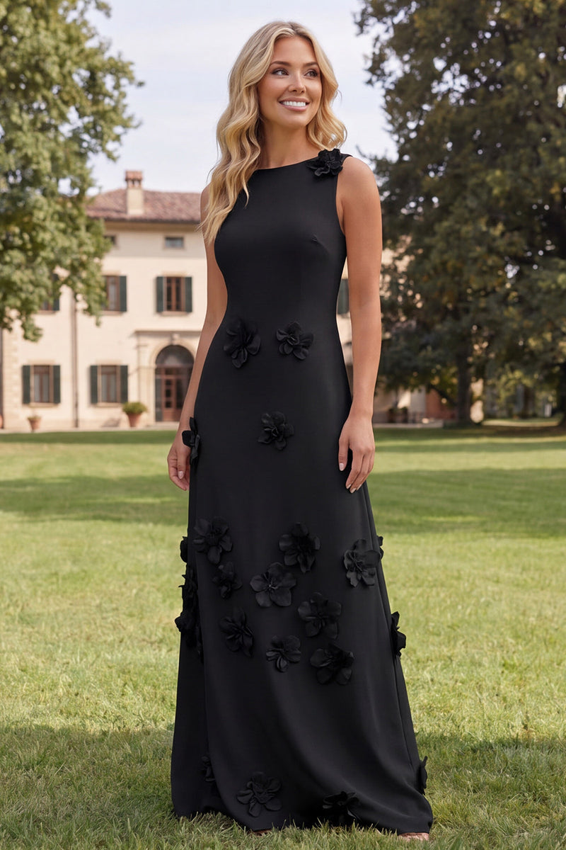 Load image into Gallery viewer, Hot Pink A Line Boat Neck Floral Maxi Formal Dress