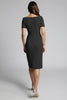 Load image into Gallery viewer, Champagne Bodycon Ruffled Midi Satin Work Dress with Slit