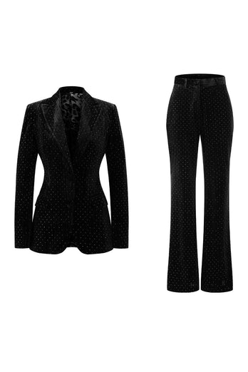 2 Piece Sparkly Dark Green Single Breasted Peak Lapel Women Prom Suits