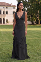 Load image into Gallery viewer, Butter Yellow V-Neck Floral Sheath Long Formal Dress