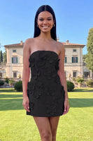Load image into Gallery viewer, Hot Pink Floral Strapless Short Homecoming Dress