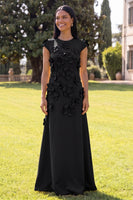 Load image into Gallery viewer, Butter Yellow Round Neck A Line Floral Long Formal Dress with Sleeves