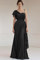 Load image into Gallery viewer, Grey Blue Sheath Satin Asymmetrical Long Formal Dress