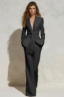 Load image into Gallery viewer, White 2 Piece Notched Lapel Ruched Business Suits with Sash