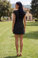 Load image into Gallery viewer, Butter Blue Floral Round Neck Short Homecoming Dress with Sleeves