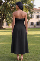 Load image into Gallery viewer, Yellow Strapless A Line Floral Maxi Formal Dress