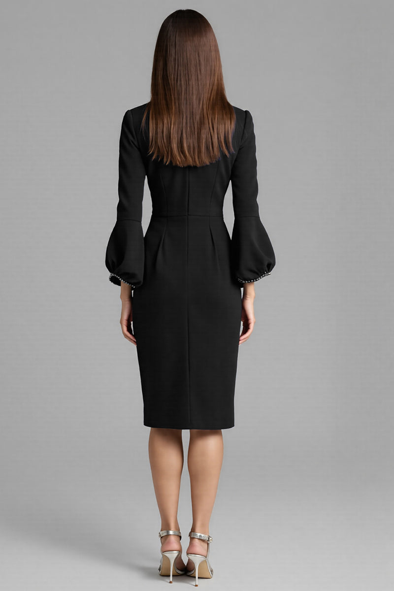 Load image into Gallery viewer, Royal Blue Satin Bodycon Bateau Neck Midi Work Dress