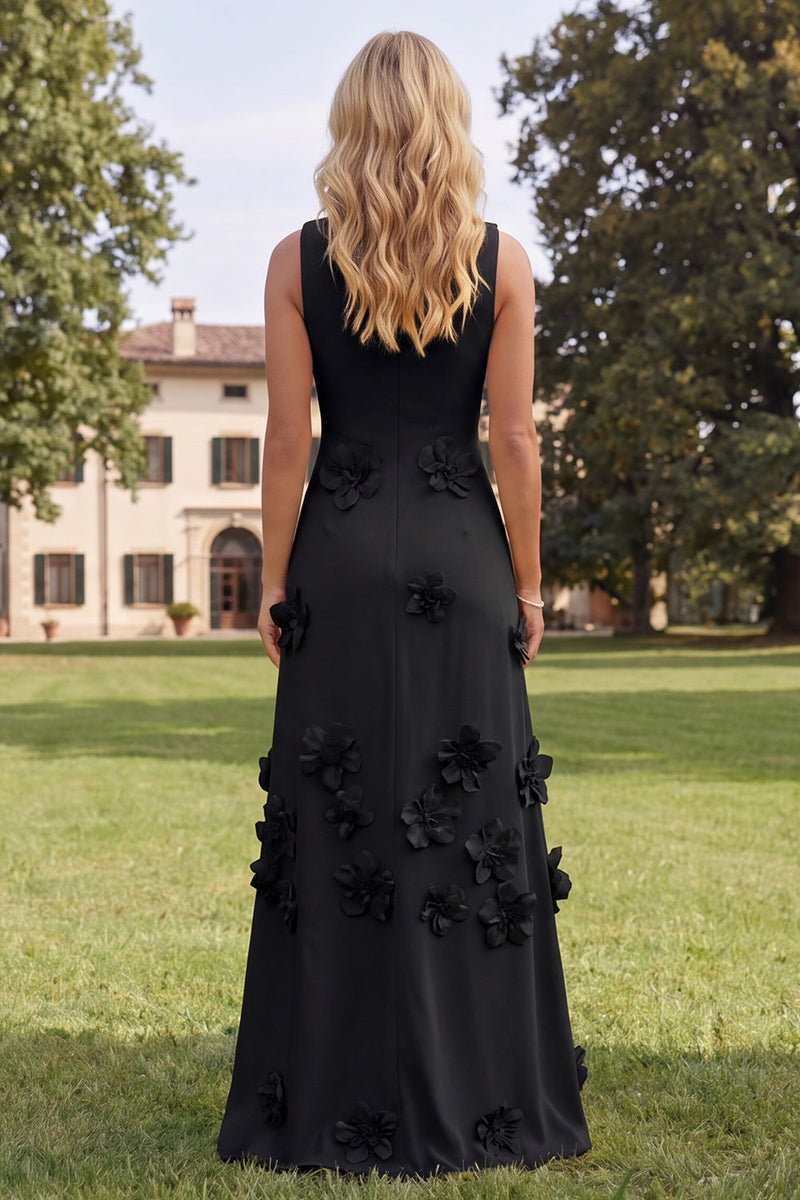 Load image into Gallery viewer, Hot Pink A Line Boat Neck Floral Maxi Formal Dress