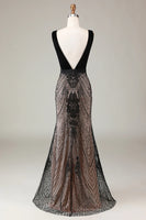 Load image into Gallery viewer, Black Mermaid Long Appliqued Prom Dress