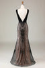 Load image into Gallery viewer, Mermaid Sequins V-Neck Black Prom Dress