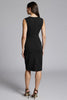 Load image into Gallery viewer, Navy Satin Bodycon V-Neck Midi Work Dress