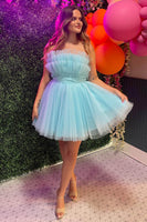 Load image into Gallery viewer, Black A-Line Off The Shoulder Homecoming Dress with Detachable Long Sleeves