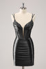 Load image into Gallery viewer, Golden Spaghetti Straps Bodycon Homecoming Dress with Sequins