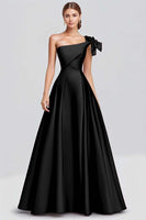 Load image into Gallery viewer, Fuchsia Ball Gown One Shoulder Satin Long Formal Dress