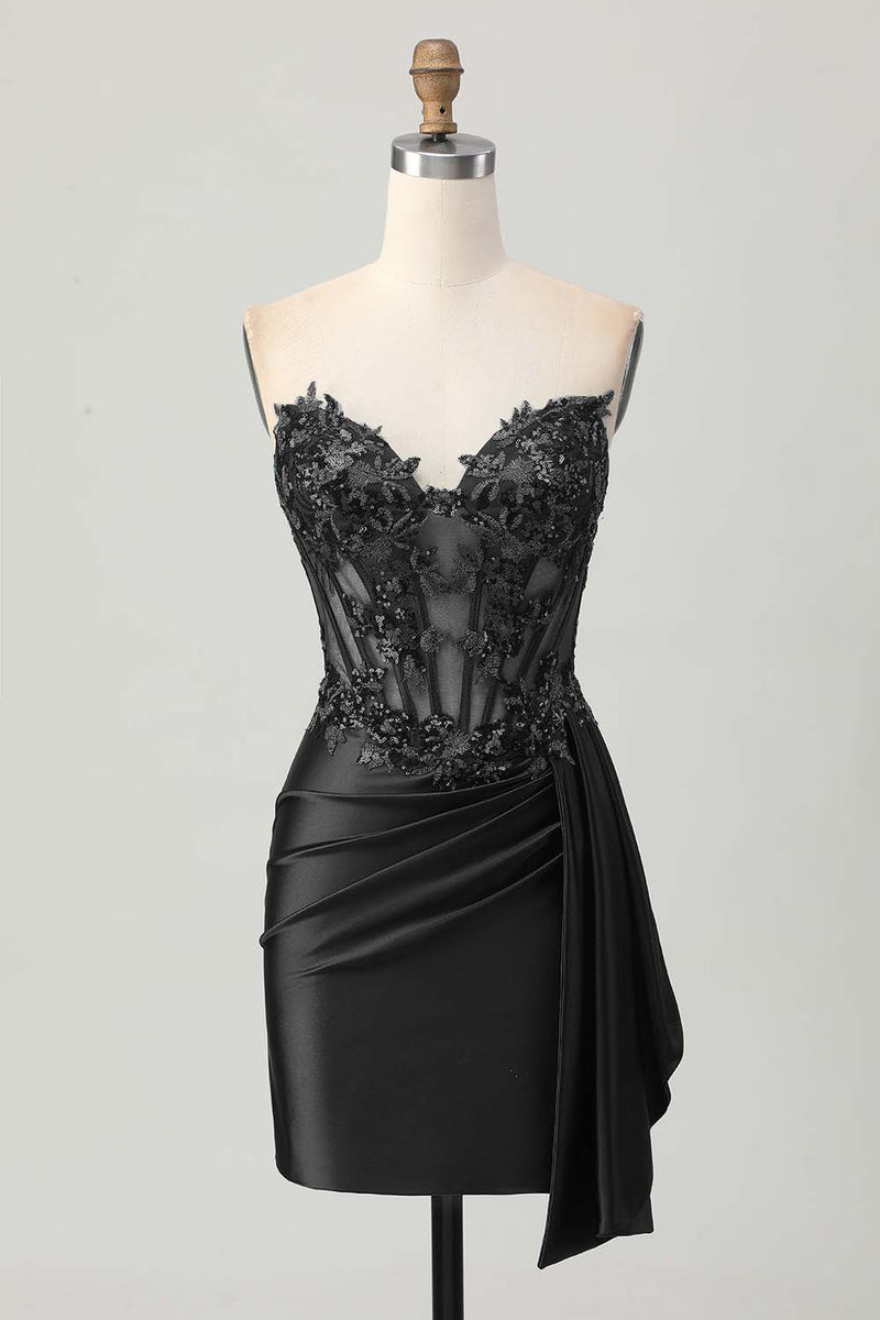 Load image into Gallery viewer, Sparkly Dark Green Sweetheart Short Corset Homecoming Dress
